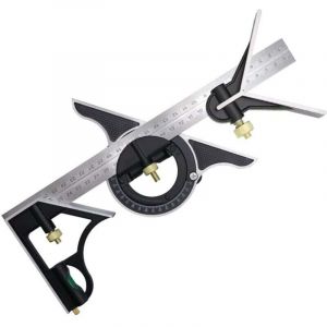 Équerre à Combinaison 300mm, Règle d'angle de Combinaison en Acier Inoxydable, Équerre Combinée avec Niveau à Bulle et Tire-Lignes Pratique, Idéal