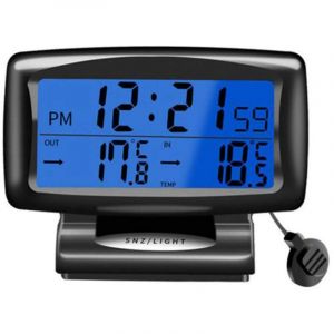 Horloge de Temp&eacute;rature de Voiture, Thermom&egrave;tre pour Voiture Thermom&egrave;tre de voiture num&eacute;rique avec r&eacute;tro&eacute;clairage LCD horloge avec &eacute;cran num&eacute;rique
