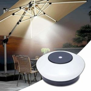 Lampes pour Parasol, avec 10 Modes d'&Eacute;clairage Luminaire LED Parasol sans Fil R&eacute;glable Bluetooth pour Parasol de Jardin Terrasse (Color）