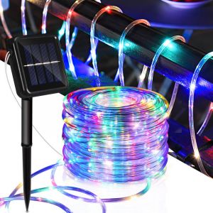 1 jeu de guirlandes lumineuses solaires 8 fonctions,100 led étanches,12 m(Multicolore)