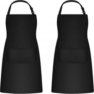 2 Pi&egrave;ces Tabliers de Cuisine pour Homme Femme, Tablier de M&eacute;nage Tabliers Porte-Outils avec 2 Poches pour Barbecue, Tablier Jardinier Adultes