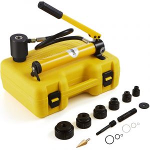 Vevor Kit de Perforation Hydraulique 10 t 6 Poincons 22-60 mm Poinconneuse Hydraulique Manuelle avec Coffret Poignee Ergonomique Positionnement