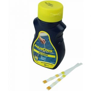 Lot de 2 x 50 bandelettes d'analyse pour piscine ou spa - 4 en 1 - Jaune Aquachek