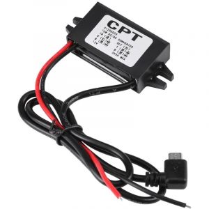 Voiture Convertisseur de Tension DC-DC 12V &agrave; 5V/3A Convertisseur de Tension de Voiture Micro USB R&eacute;gulateur de Tension Etanche pour Autoradio, Radio,