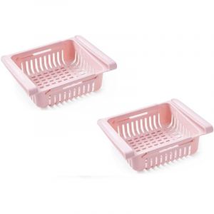 (Lot de 2, rose) Organiseur de tiroir de r&eacute;frig&eacute;rateur, bo&icirc;te de rangement pour tiroir de r&eacute;frig&eacute;rateur, s&eacute;parateur de r&eacute;frig&eacute;rateur, organisateur