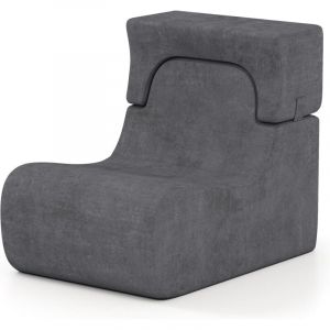 COSTWAY Canap&eacute; Compress&eacute;, Fauteuil de Sol avec Appuie-t&ecirc;te Amovible, Dossier et Courbe Ergonomique, Housse Lavable en Velours & Rembourrage en