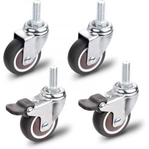 Roulettes pour Meubles, 2 Pi&egrave;ces Roulette Pivotante avec Frein + 2 Pi&egrave;ces Roulette Pivotante sans Frein, M10x25mm Universelles Roulettes pour