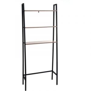 Tag&egrave;re sur pied pour salle de bain &eacute;tag&egrave;re pour machine &agrave; laver &eacute;chelle design industrielle bois gris-marron et m&eacute;tal 155x64x25 cm 040008695