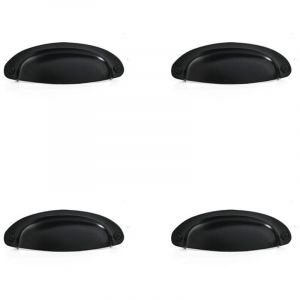 4PCS Poignée Coquille Rétro Poignee de Meuble Vintage Bouton Tiroir Poignée avec Vis pour Placards Armoire Commode Tiroirs (B-417 noir)