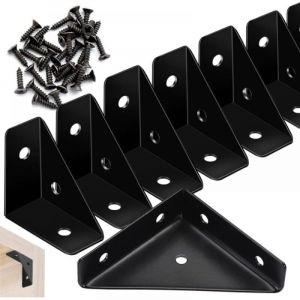 Lot de 20 connecteurs d'angle d'angle en m&eacute;tal noir pour bord de lit de bureau, angle de meuble, support de connexion &agrave; 90 &deg;