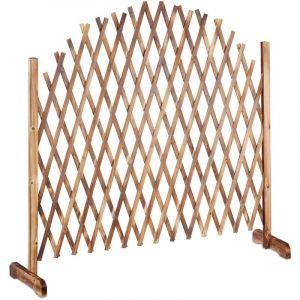 Treillis jardin en bois extensible 200 cm, Clôture grillage pliable, Plante grimpante Brise-vue balcon, flambe - Relaxdays