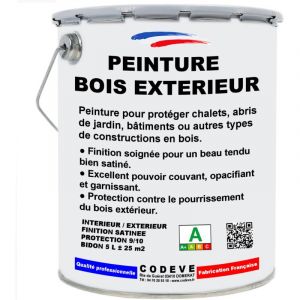 Cod&egrave;ve Bois - Peinture Bois Exterieur - 4x5 l - Codeve Bois - ral 7035 - Gris clair - Ext&eacute;rieures Pour La Protection D'un Chalet, Abri, Garage,