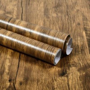 Papier peint autocollant, papier peint PVC &agrave; rayures imitation bois moderne, id&eacute;al pour les meubles et les murs. Film d&eacute;coratif autocollant (40 x 300