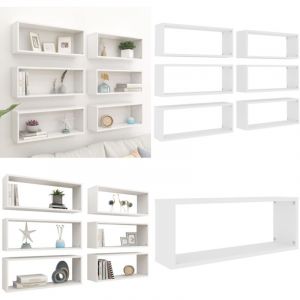Vidaxl - tag&egrave;res murales cube 6 pcs Blanc 60x15x23 cm Bois d'ing&eacute;nierie - Etagere Murale - Rangement Mural - &Eacute;tag&egrave;res Cubes - Biblioth&egrave;que Murale