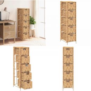 Unit&eacute; de rangement avec 5 paniers 25,5x37x100 cm Jacinthe d'eau - Meuble De Rangement - Commode Tiroir - Armoire Rangement - Meuble Rustic
