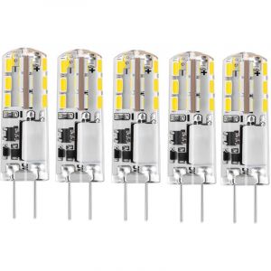 Lot de 5 ampoules LED G4 12 V Blanc lumi&egrave;re du jour 6000 K 1,24 W AC/DC 12 V Remplacement halog&egrave;ne 20 W Culot G4 Bi-broches Type JC Ampoule &agrave;