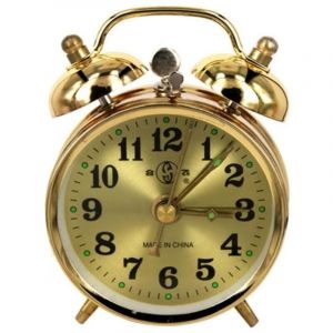 R&eacute;veil m&eacute;canique en m&eacute;tal dor&eacute;, horloge m&eacute;canique &agrave; remontage manuel en fer &agrave; cheval, Vintage