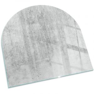 Plaque Carr&eacute;e de sol sous po&ecirc;le &agrave; bois en verre tremp&eacute; protection thermique du plancher Texture b&eacute;ton brut 100x100 cm