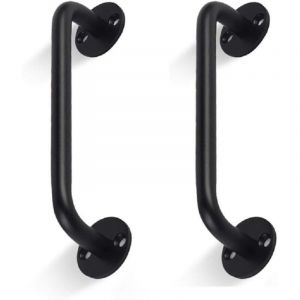 Lot de 2 poign&eacute;es de porte de grange tubulaires - Noir - Barre d'appui pour porte coulissante, porte de garage