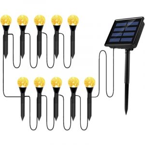 Lampe de jardin solaire à 10 led, 1 bande lumineuse, éclairage de jardin chaud, couleur rvb changeante, pour décoration de pelouse, cour, allée,