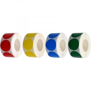 Gommettes Rondes Multicolore 4 Rouleaux Rouge, Jaune, Vert, Bleu Gommettes Autocollantes ImperméAble Et Amovible Papier Cuivré Autocollant Codage