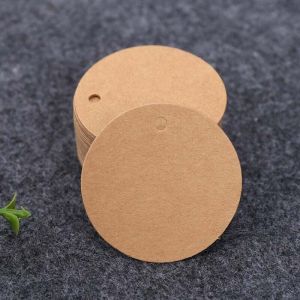 (Marron) 100PCS &Eacute;tiquettes en Papier Kraft &Eacute;tiquette Cadeaux-&Eacute;tiquette Ronde 5x5cm Kraft &Eacute;tiquettes &Eacute;tiquettes de Mariage avec Ficelle pour Dragees