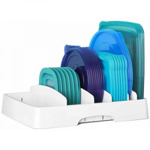 Bo&icirc;te de rangement, bac plastique moyen pour le placard ou le frigo, bac alimentaire pratique sans couvercle, transparent