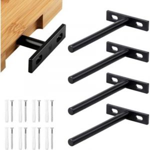Lot de 4 Fixation Etagere Invisible,128 mm/5 in Support Etagere Invisible,Support Etagere Murale,Fixation Invisible pour &Eacute;tag&egrave;re Murale,Etagere