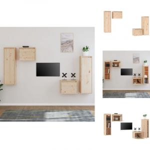 Meubles TV 4 pcs Bois massif de pin - Meuble Tv - Meuble Suspendu - Rangement Mural - Bibliothèque Murale - Décoration Murale