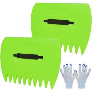 Ramasseur de feuilles , r&acirc;teau &agrave; main r&eacute;utilisable avec gants, pinces multifonctions, ramasse-feuilles &agrave; griffes