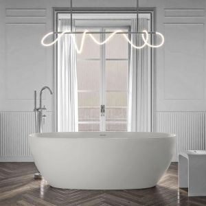 Bernstein - Baignoire îlot Acrylique ovale 170x80x58cm Blanc mat + Bonde et trop plein - belaqua 170 x 80 cm