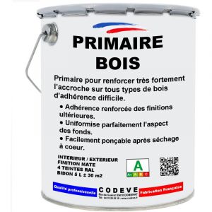 Primaire Bois - 4x5 L - Codeve Bois - RAL 7016 - Gris anthracite - Pour Renforcer L'adh&eacute;rence Sur Votre Bois Avant Une Finition.