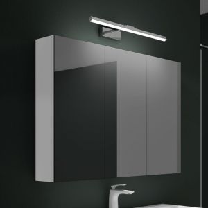Mai&mai - Armoire Suspendue de Salle de Bain avec Miroir et Lampe led 180&deg; Rotative 60cm Chrome 3 Portes Armoire Miroir Murale &Eacute;clairage et &Eacute;tag&egrave;re