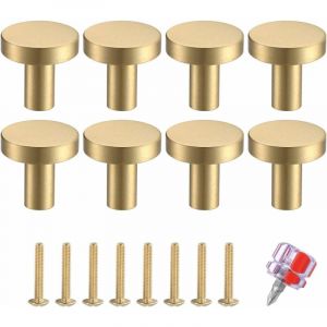 ZVD - 8 Pièces Boutons de Porte en Laiton Rond Monotrou - Vintage Poignées Boutons de Meuble pour Commode, Armoire, Meuble, Porte Placard - 20 20 mm/