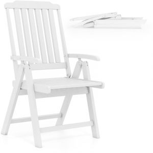 Costway - Chaise de Patio Pliable en hdpe avec Accoudoir, Dossier Courbé, Siège à Lattes, Fauteuil en Plastique pour Jardin, Balcon, Charge 150 kg,