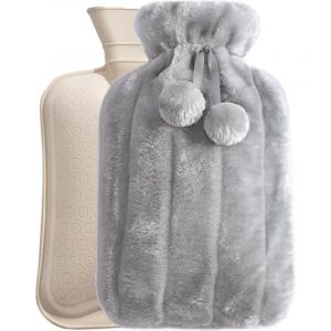 Ulisem - Thermos confortable en fausse fourrure, thermos de 2 litres avec couvercle, grand thermos pour soulager les douleurs du dos, du cou et des