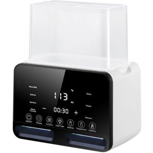 Chauffe biberon Baby pour 2 Biberons, Blanc &ndash; Chauffe biberon 4-en-1 avec St&eacute;rilisateur et R&eacute;gulation de Temp&eacute;rature, R&eacute;chauffeur d&rsquo;Aliments pour