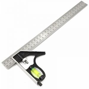 Csparkv - Règles à tracer Carrée Outils de Mesure,équerre combinée 300 mm,Acier Inoxydable Règle d'angle de Combinaison avec règle Réglable d'angle