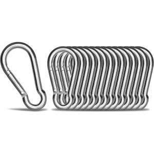 12PCS - M5 Mousqueton en Acier Inoxydable 304 - Petit Mousqueton INOX de Fixation Capacit&eacute; de Charge de 90 kg, Crochet Mousquetons Hamc Balancoire