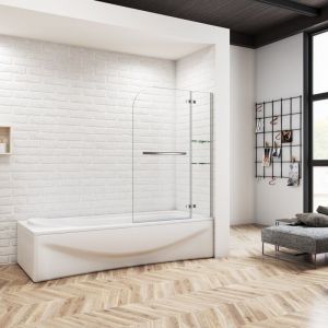 Ocean Sanitaire - Oc&eacute;an Paroi de Douche 100x140cm Baignoire Pivotante 90&deg; S&eacute;curit - avec Porte-Serviette