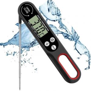 Thermom&egrave;tre Viande Pliable Thermom&egrave;tre Cuisine Num&eacute;rique Thermom&egrave;tre &agrave; viande avec Grande &eacute;cran LCD et Sonde Pliable pour BBQ Cuisson Buf Viande