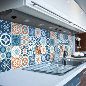 Sticker Mural Carrelage adh&eacute;sif Cuisine Salle de Bain - 9 STICKERS CARRELAGES AZULEJOS BEATRIZIA - 9stickers15x15cm
