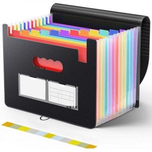 Range Document Bureau, Rangement Papier Administratif, Classeur Trieur 12 Compartiments, Extensible A4 Trieur Document avec Couvercle, Dossiers de