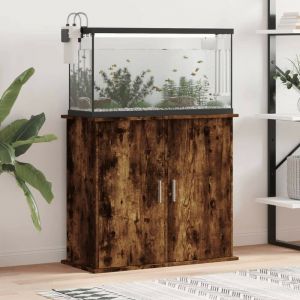 Le Poisson Qui Jardine - Meuble Aquarium Marron Fonc&eacute; Pour 80 x 30 cm. 2 Portes Support solide et stable pour aquariums - Ch&ecirc;ne Fonc&eacute;