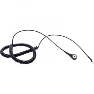 Câble de mise à la terre antistatique (esd) 3.60 m Bouton-pression 4 mm, borne à cosse de câble en anneau - Quadrios