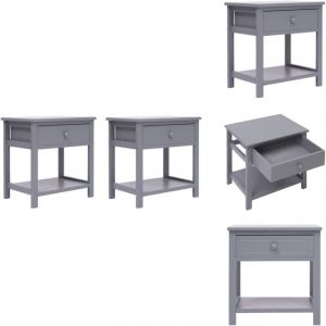 Vidaxl - Tables de chevet 2 pcs Gris 40x29x42 cm Bois de Paulownia - Table De Chevet - Table Nuit - Meuble De Chambre - Meubles Design - Commode