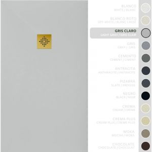 SOULBATH Receveur de Douche -R&eacute;sine -Gel Coat -Texture Lisse/Pierre -Antid&eacute;rapant -Couleur Gris Clair - 120x90- Extra plat 3cm. Bonde de Vidage