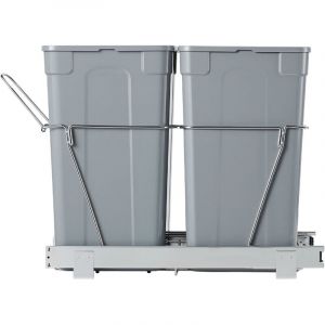 Mophorn Poubelle coulissante pour armoires de cuisine, double bac &agrave; d&eacute;chets et de recyclage sous &eacute;vier, conteneur &agrave; d&eacute;chets coulissant avec rails
