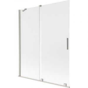 Mexen - Velar pare-douche baignoire coulissant 2 panneaux 140 x 150 cm, givr&eacute;, nickel bross&eacute; - 896-140-000-31-97