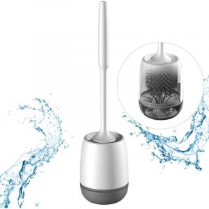 Brosse WC, brosse WC en silicone, brosse WC en silicone, brosse WC antibact&eacute;rienne &agrave; s&eacute;chage rapide, brosse WC &agrave; long manche, fixation murale/au sol
